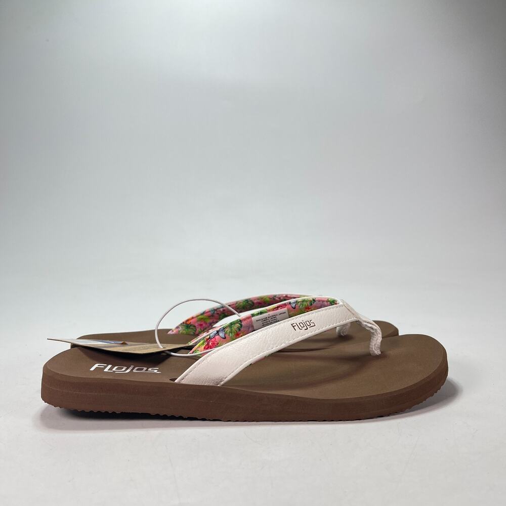 Flojos Maddy White Casual Slip On Cushioned Flip Flop Sandals Women's Size 7